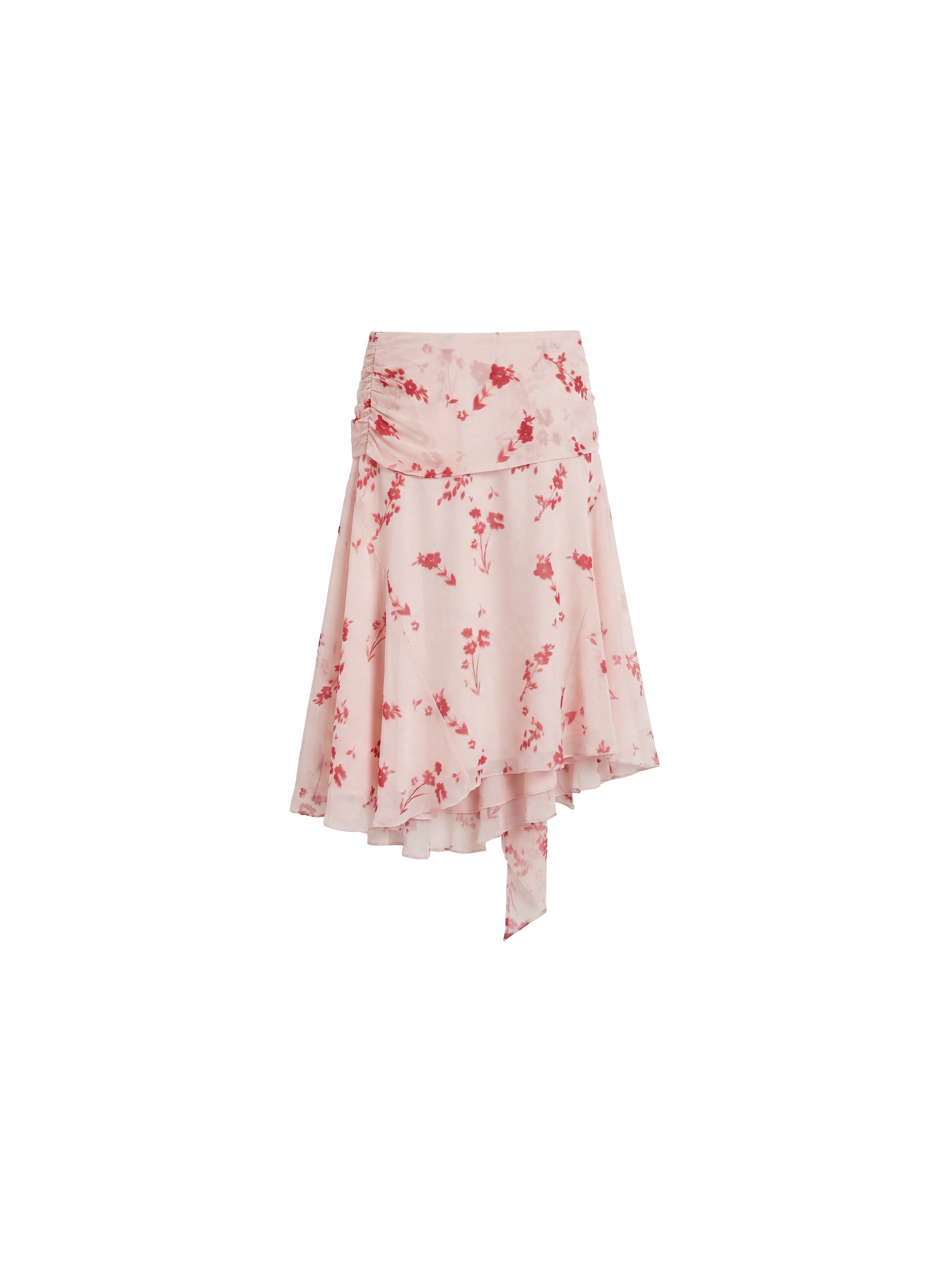 CUBIC Floral Print Asymmetrical Chiffon Midi Skirt-8