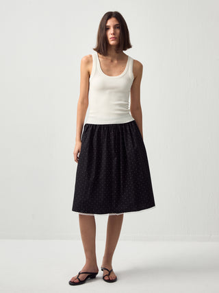 CUBIC Chic Polka Dot Lace Trim Skirt(Pre order: 7 days)