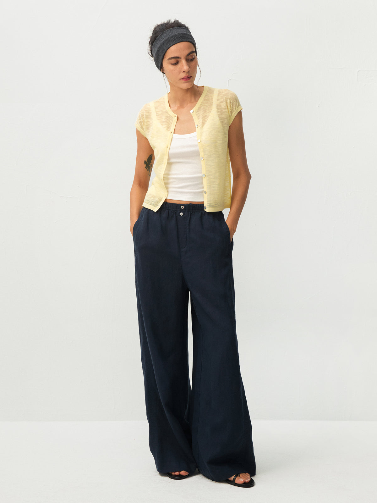CUBIC Lyocell Linen Wide-Leg Pants-8