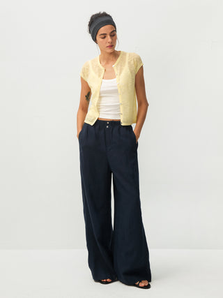 CUBIC Lyocell Linen Wide-Leg Pants