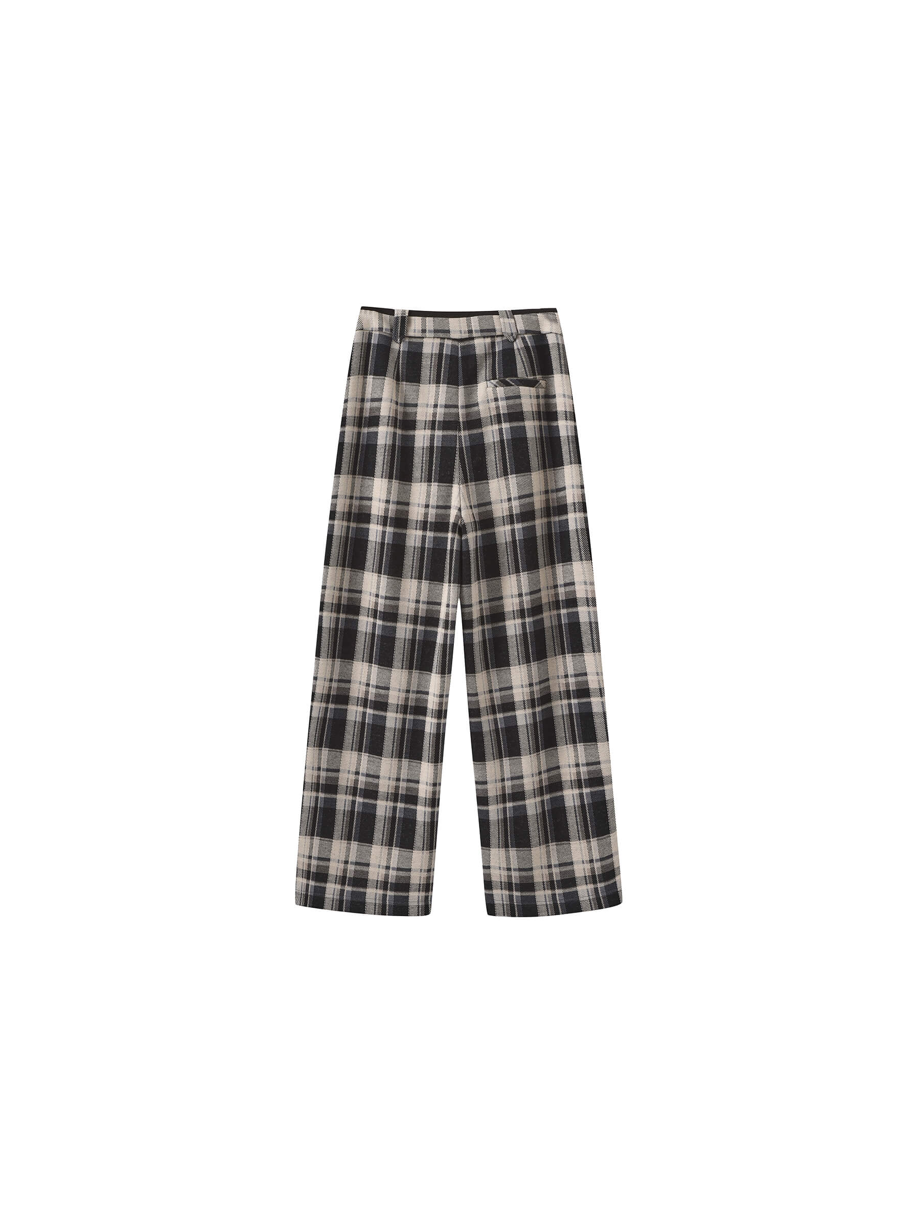 Black Checked Straight Trousers-9