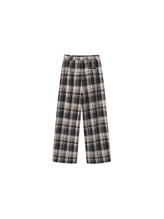 Black Checked Straight Trousers