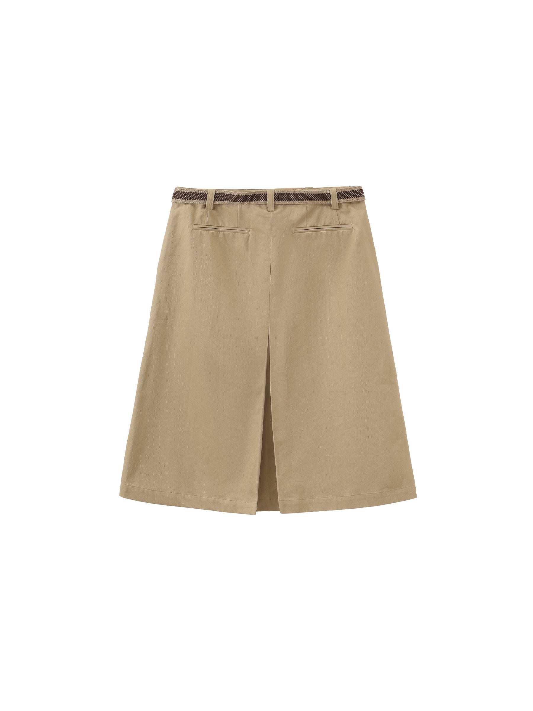 Contrast Woven Belted Midi Skirt-8