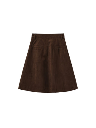 Vintage Suede Belted A-Line Mini Skirt