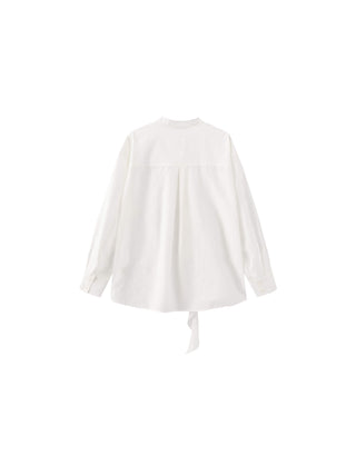 Ruffle Neck Tie Long Sleeve Shirt
