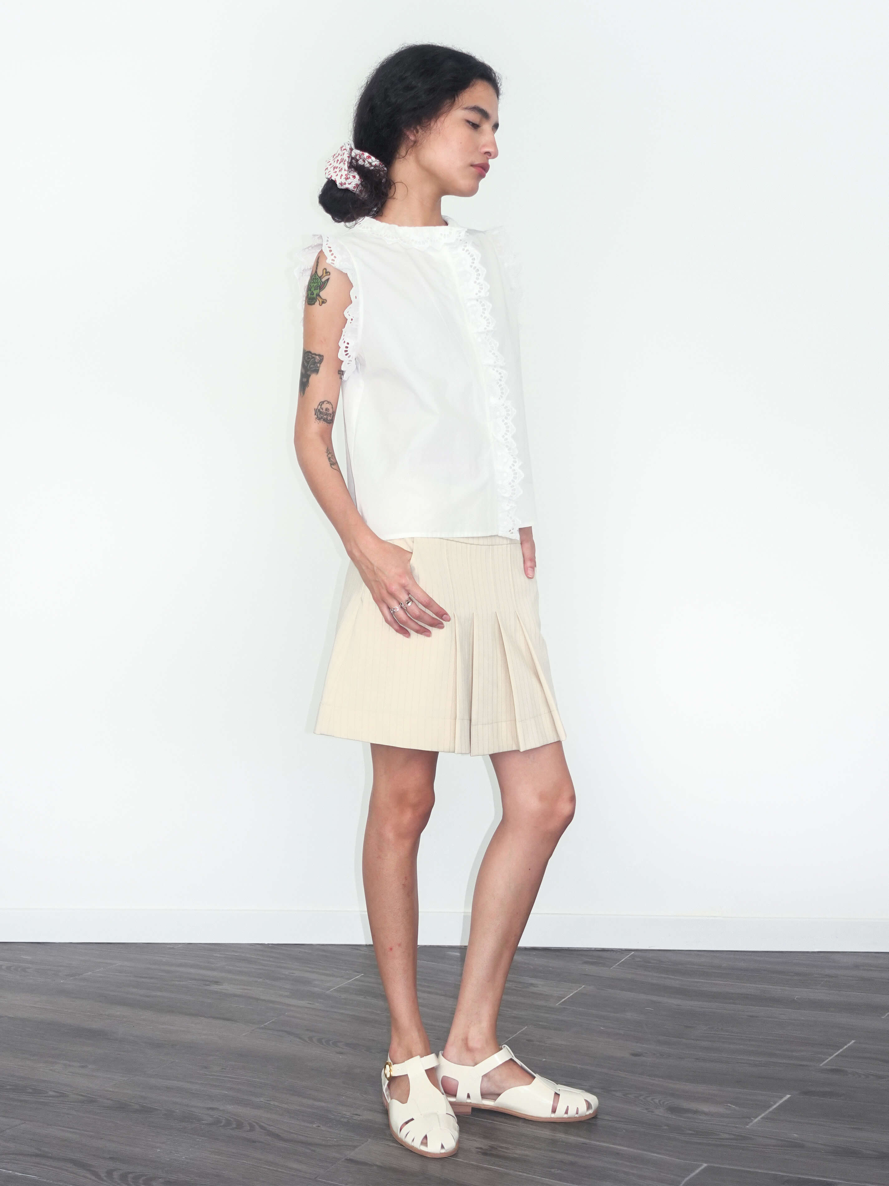 Pinstripe Pleated Mini Skirt-9