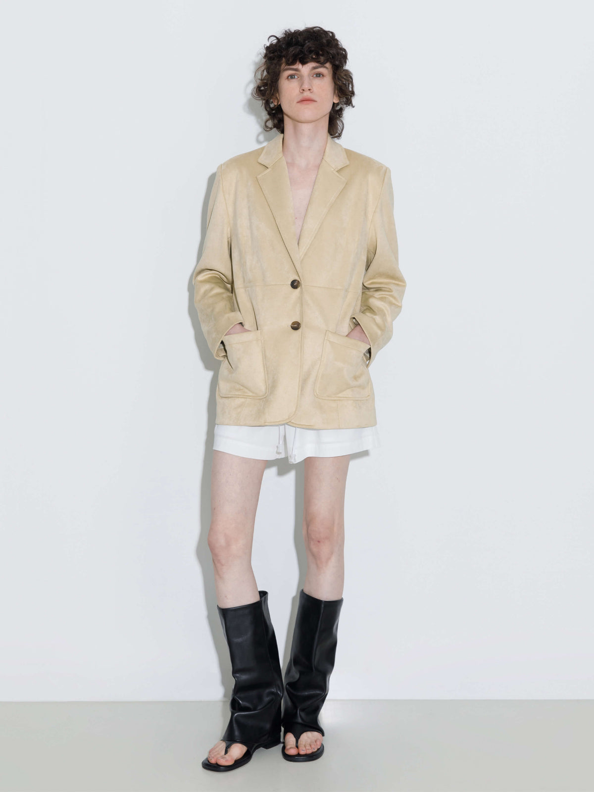 ONE BY CUBIC Silky Tailored Suede Jacket-4