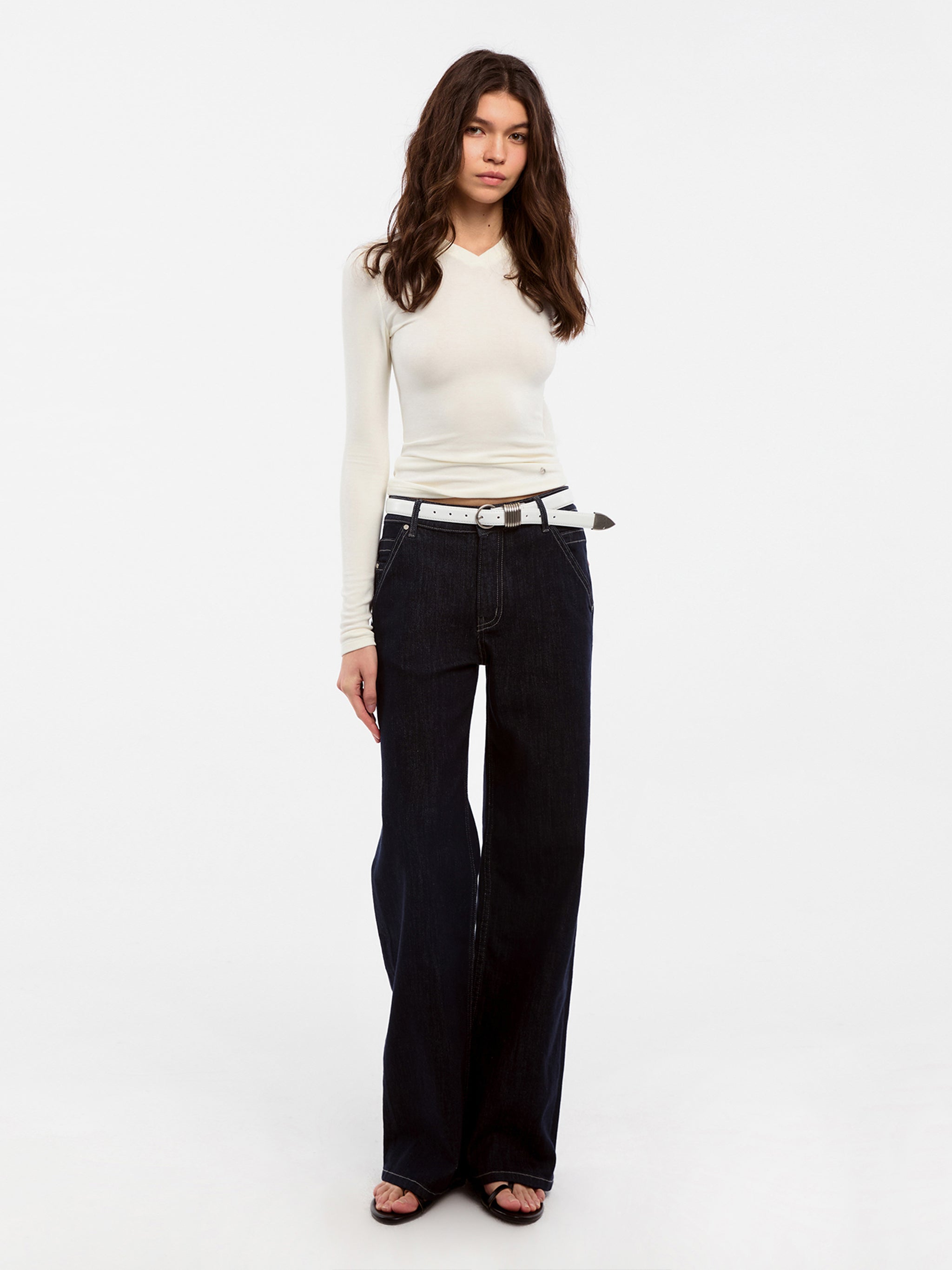CUBIC Wool Blend V-Neck Knit T-Shirt-8