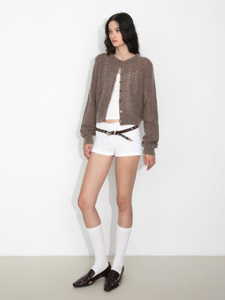 Cropped Open-Knit Cardigan