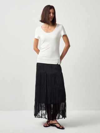 CUBIC Textured A-Line Embroidered Skirt(Pre order: 7 days)