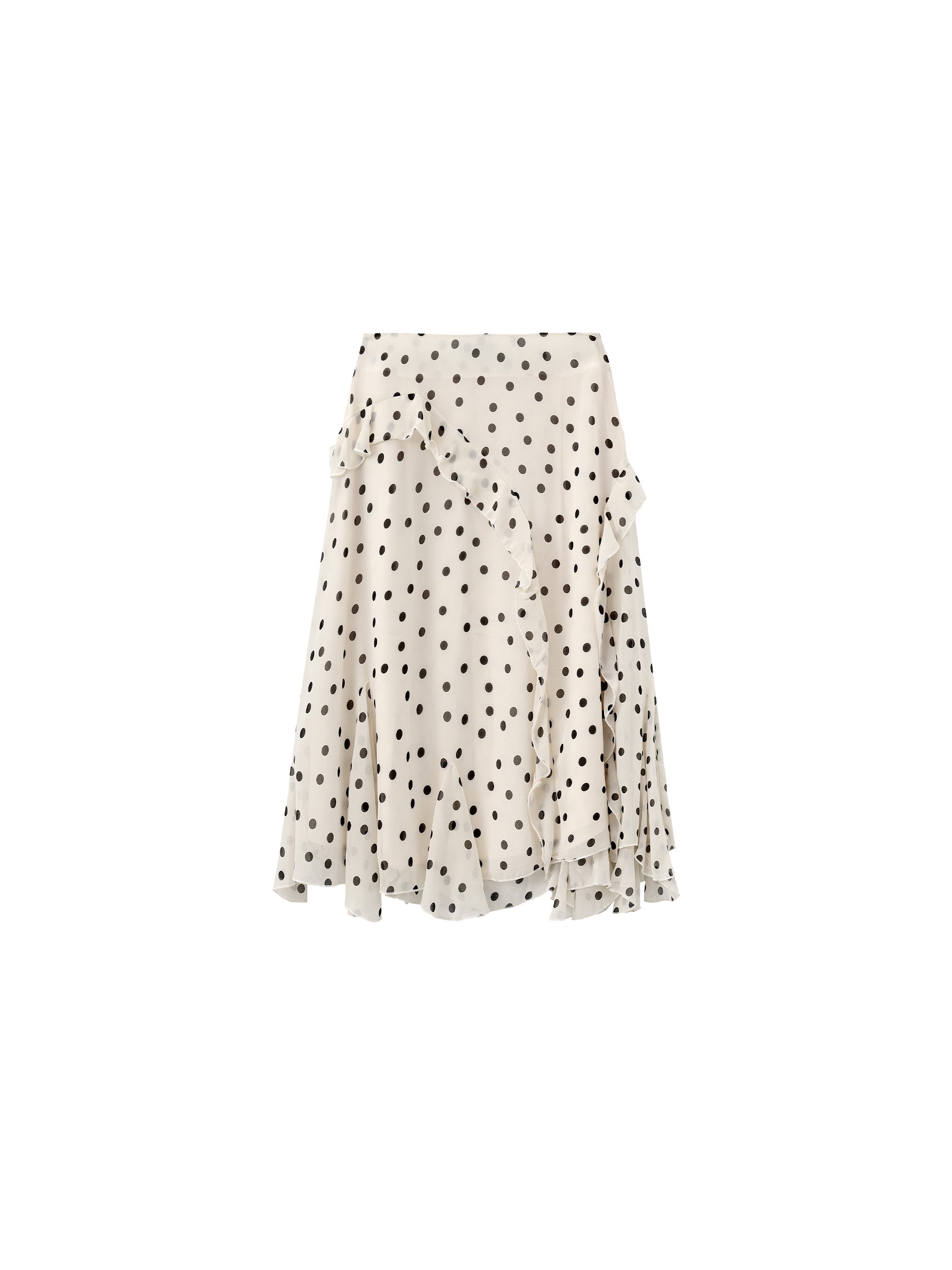Polka Dot Ruffled Asymmetrical Hem Skirt-8