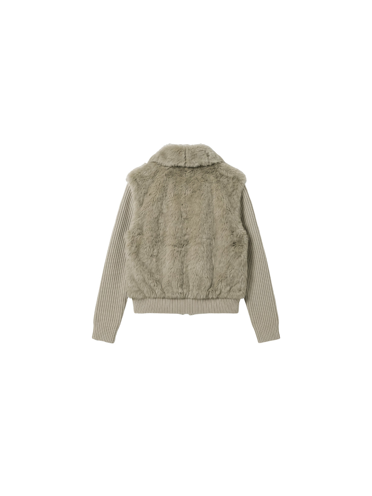 CUBIC Rabbit-Fur Panelled Knit Zip-Up Jacket-8