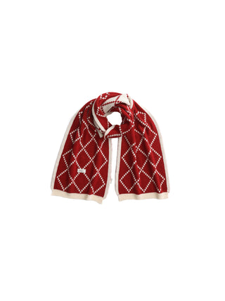 Wool Blend Double-Jacquard Check Scarf
