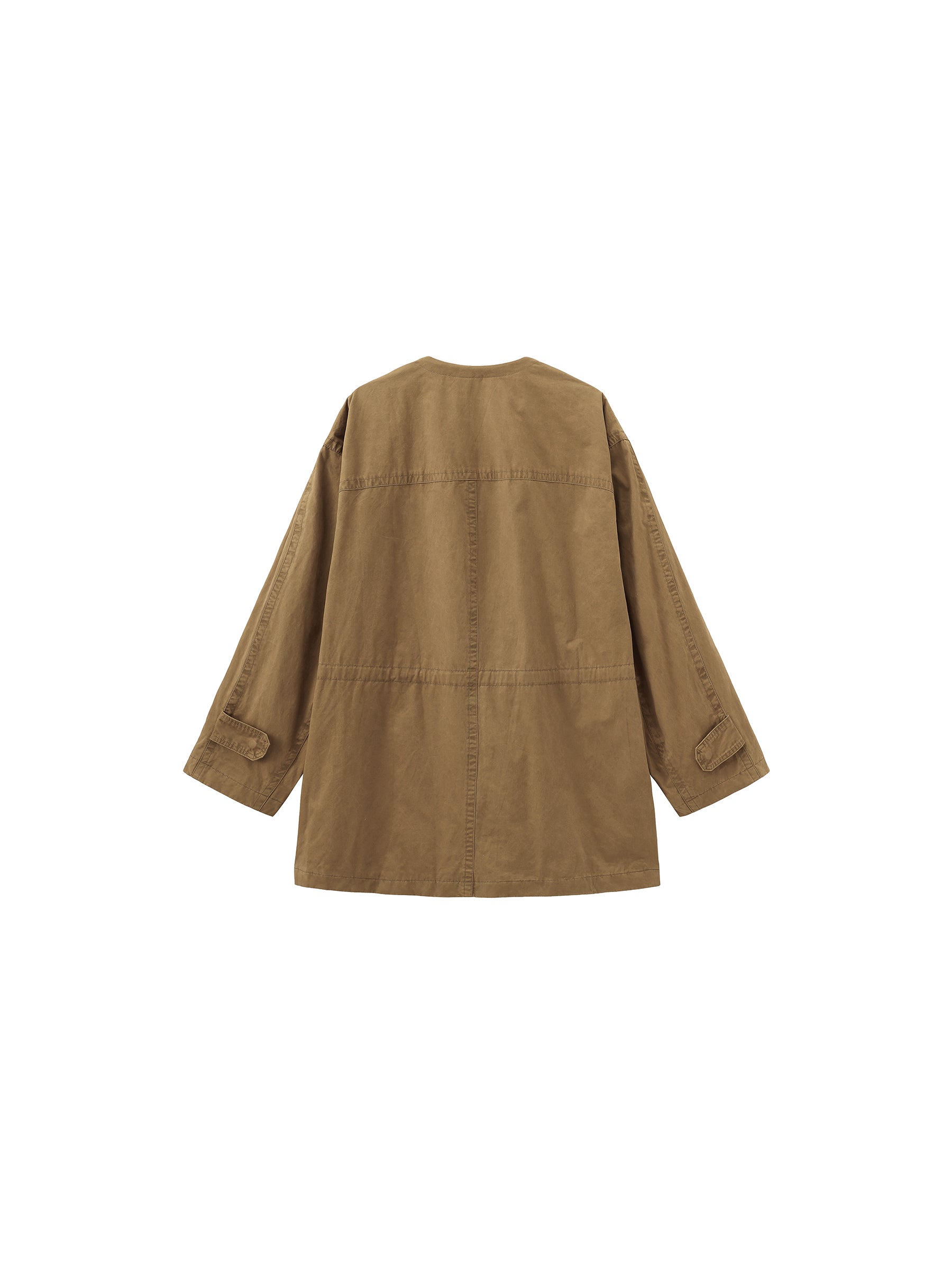 Drawstring Crewneck Mid-Length Trench Coat-8