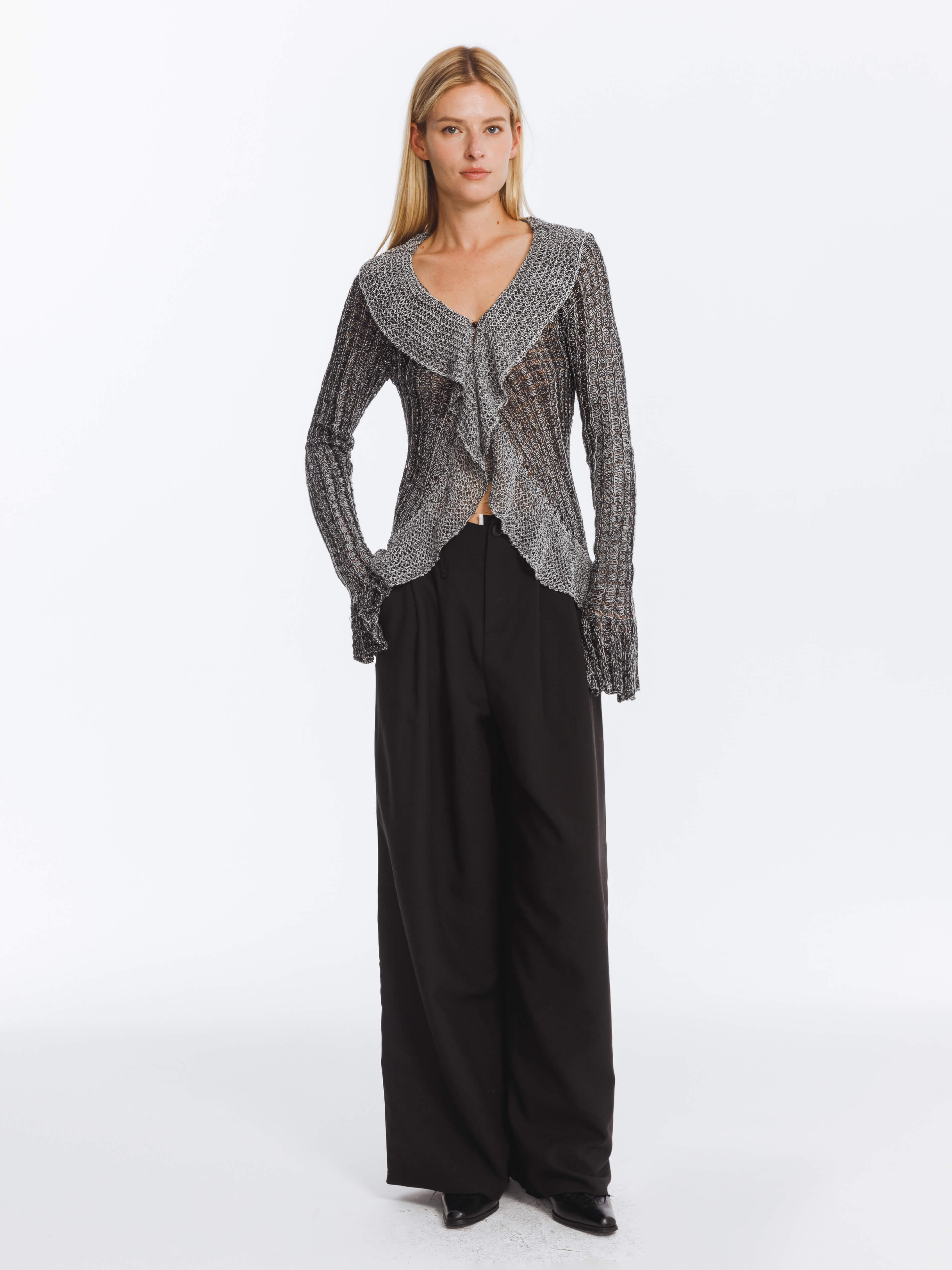 Special Yarn Hollowed Long Sleeves Knit Top-9