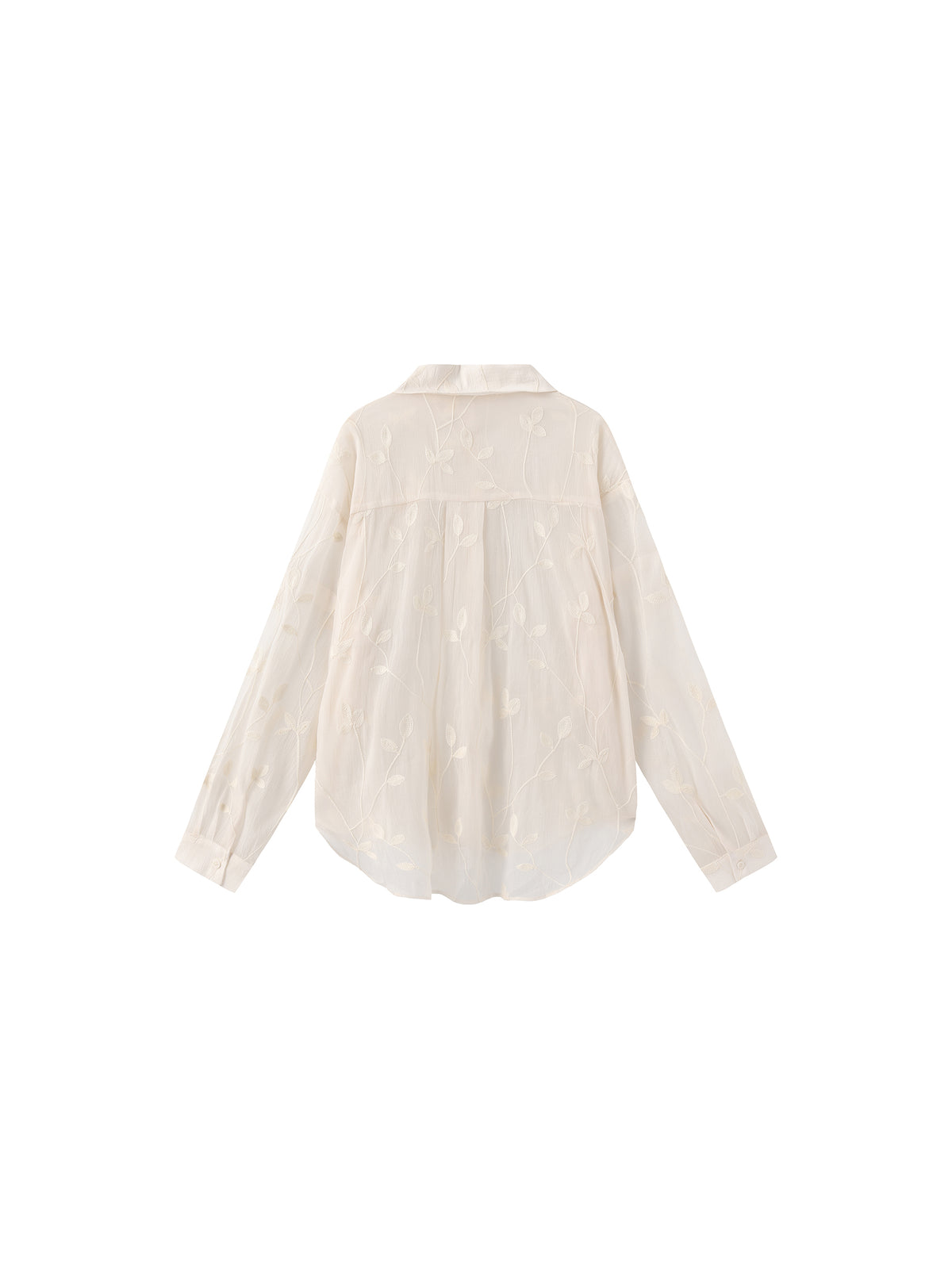 Lightweight Ice Silk Embroidered Sheer Shirt-8