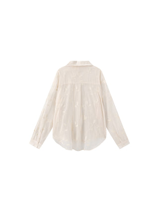 Lightweight Ice Silk Embroidered Sheer Shirt