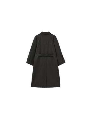 Stand Collar Longline Tie-Waist Trench Coat