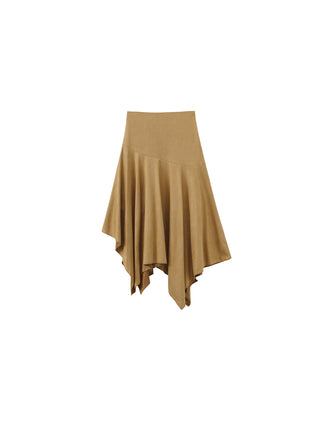 Asymmetrical Suede Skirt