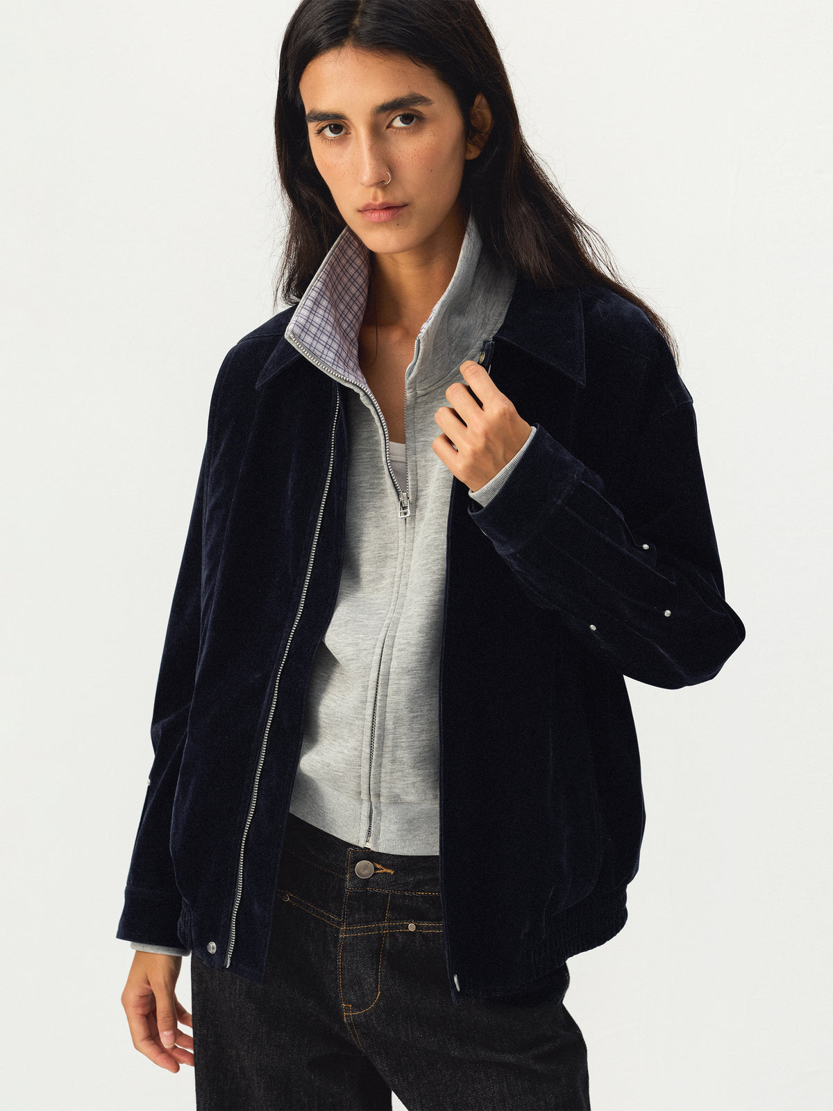 CUBIC Relaxed Zip-Up Blouson Jacket-8