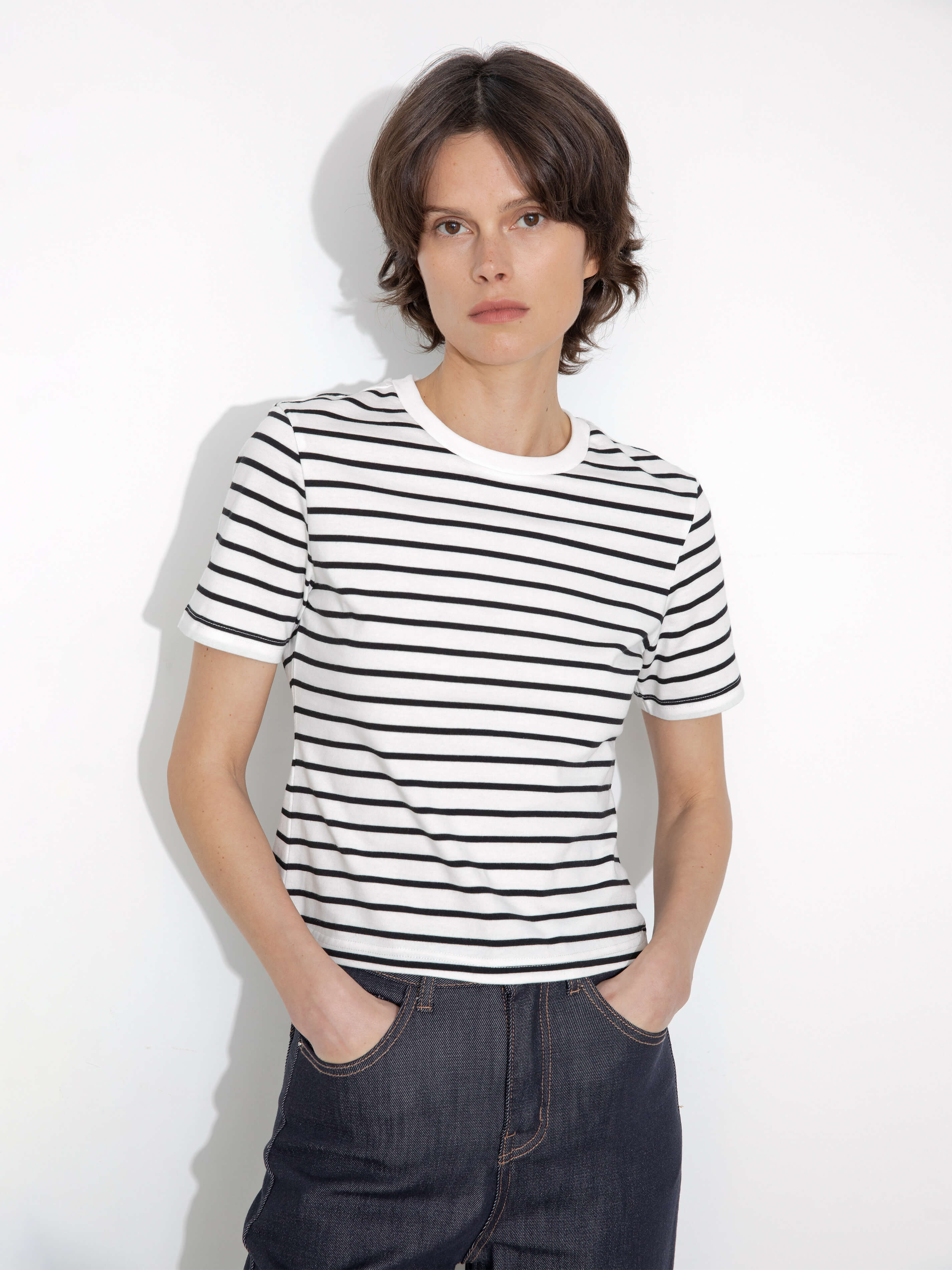 C by CUBIC Striped Basic Cotton T-Shirt-9