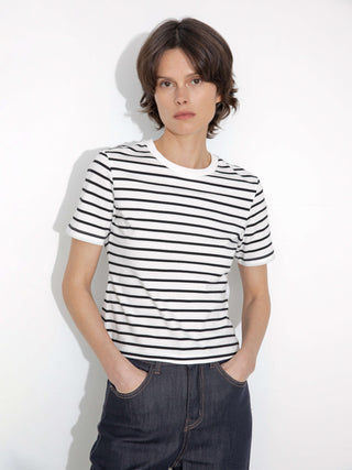 C by CUBIC Striped Basic Cotton T-Shirt