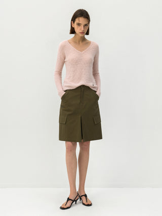 CUBIC Mohair Wool V-Neck Knit Top