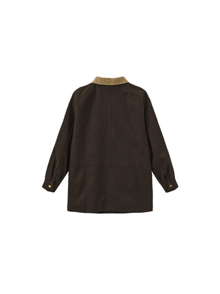 Cropped Faux Suede Jacket with Contrast Collar