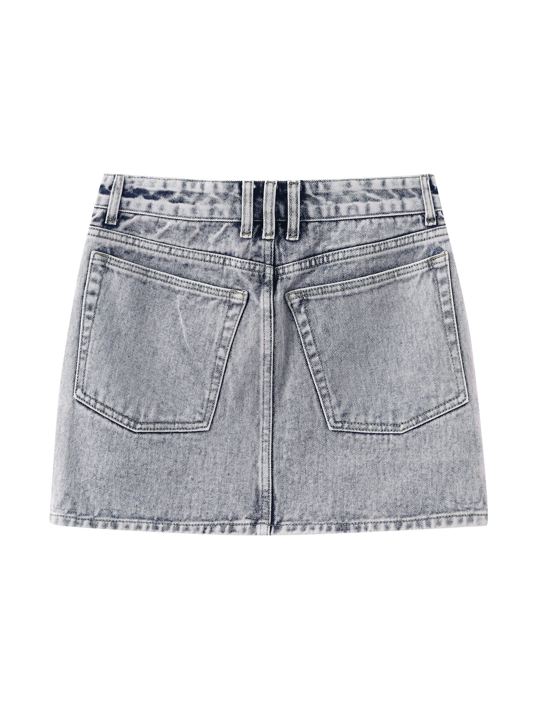 Acid Wash Denim Mini Skirt-8