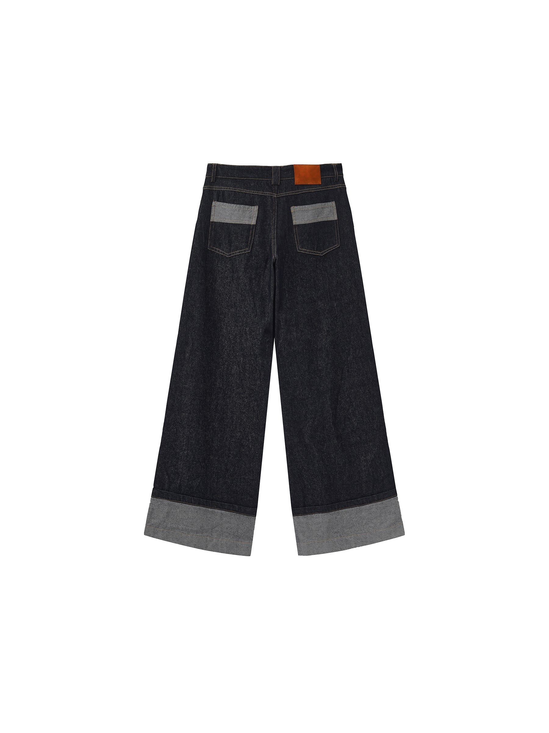 Wide-Leg Slight Flare Cuffed Jeans-8