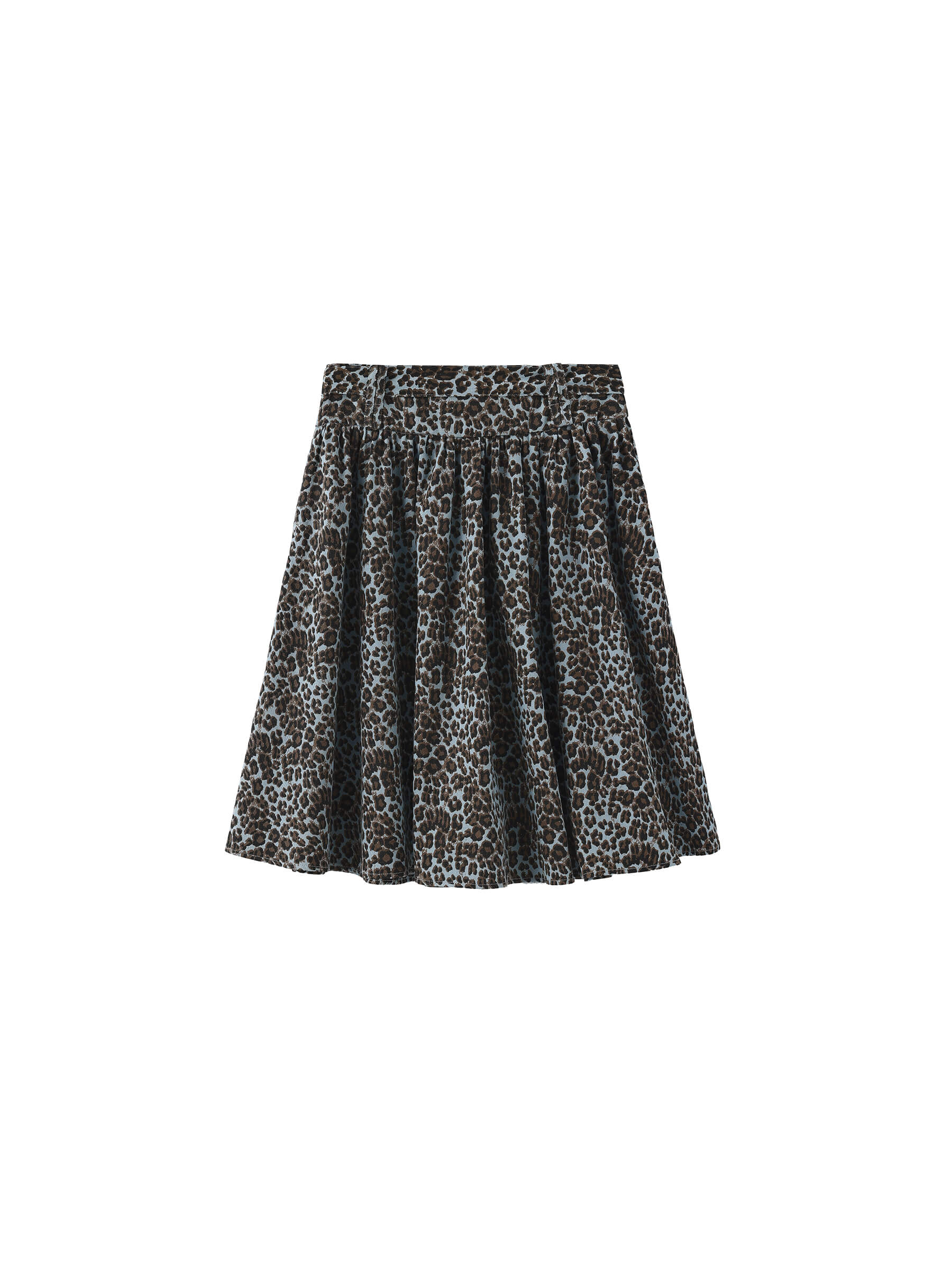Leopard Print Pleated A-Line Skirt with Belt-7