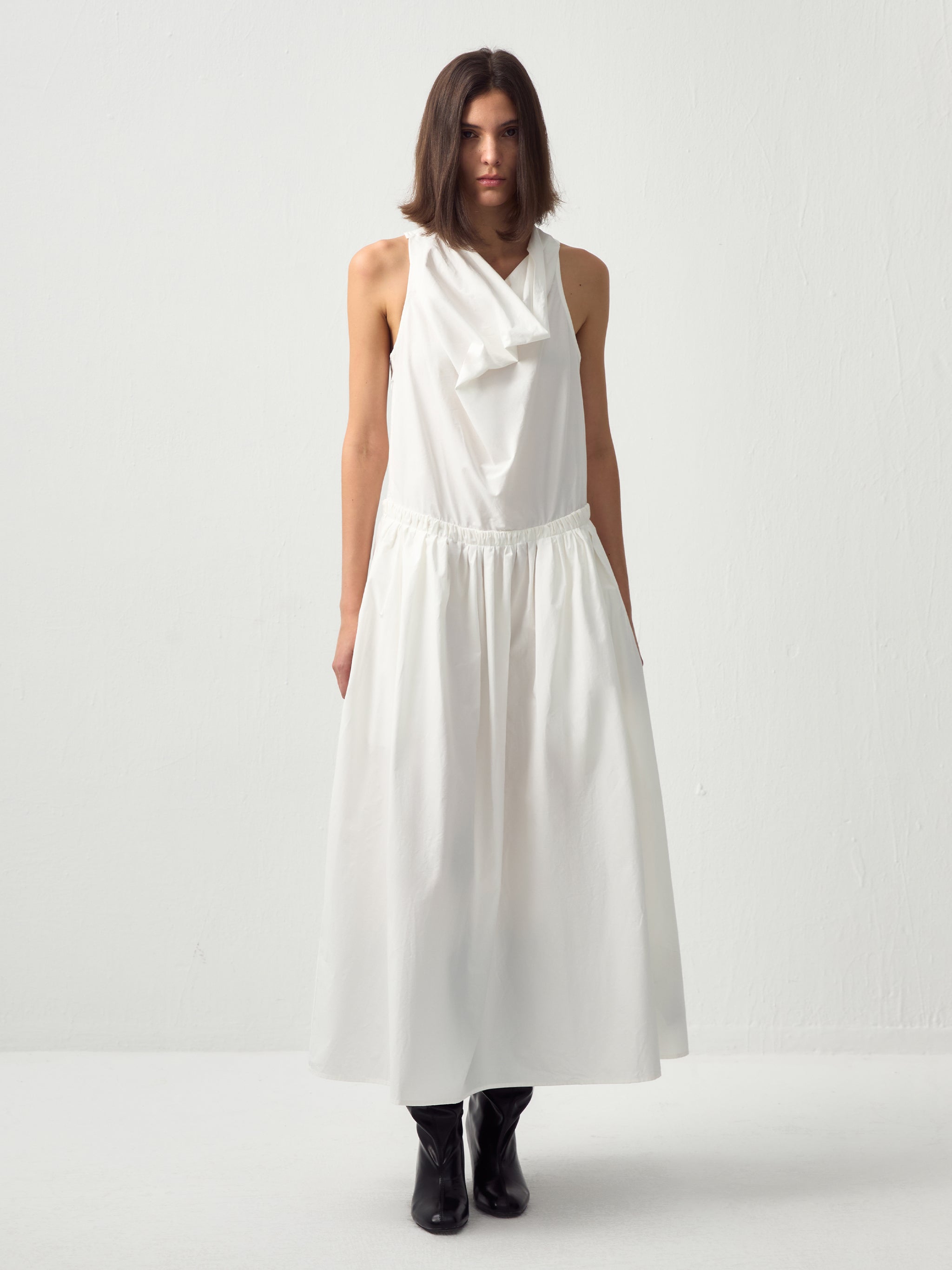 CUBIC 100% Cotton Halter Neck Cowl Dress-8