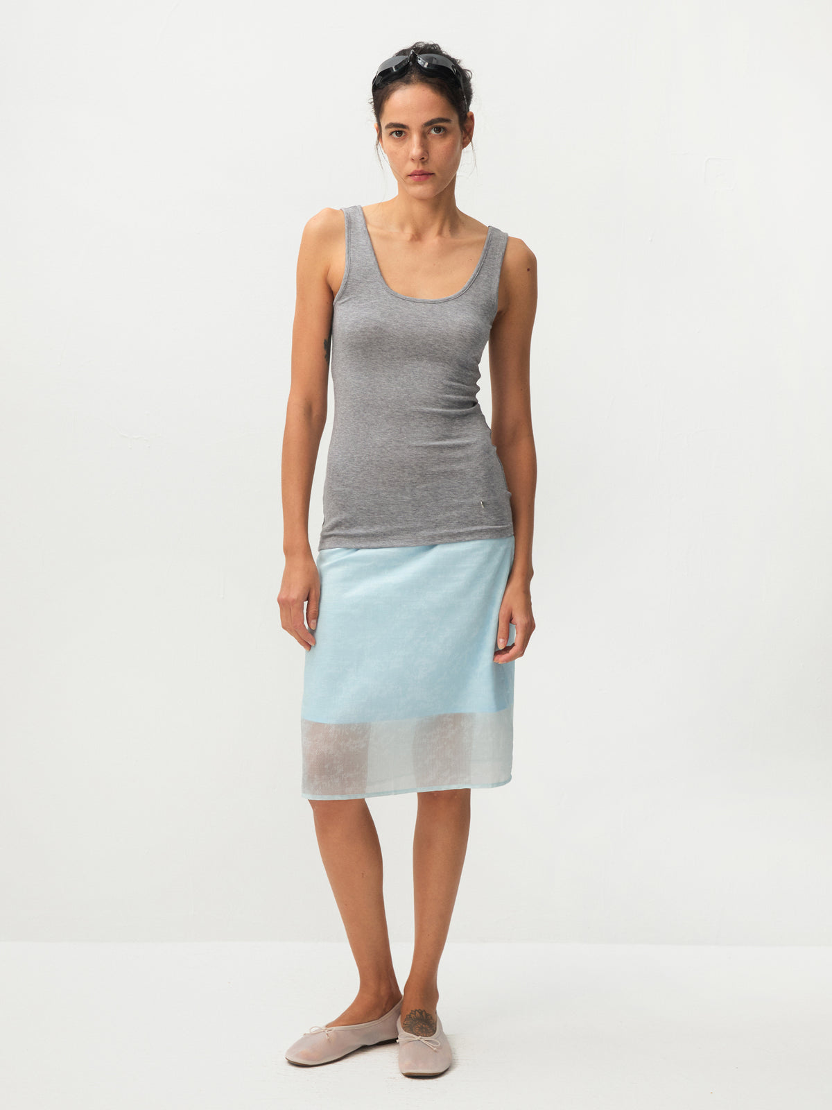 CUBIC  Lyocell Semi-Sheer Pencil Midi Skirt-8