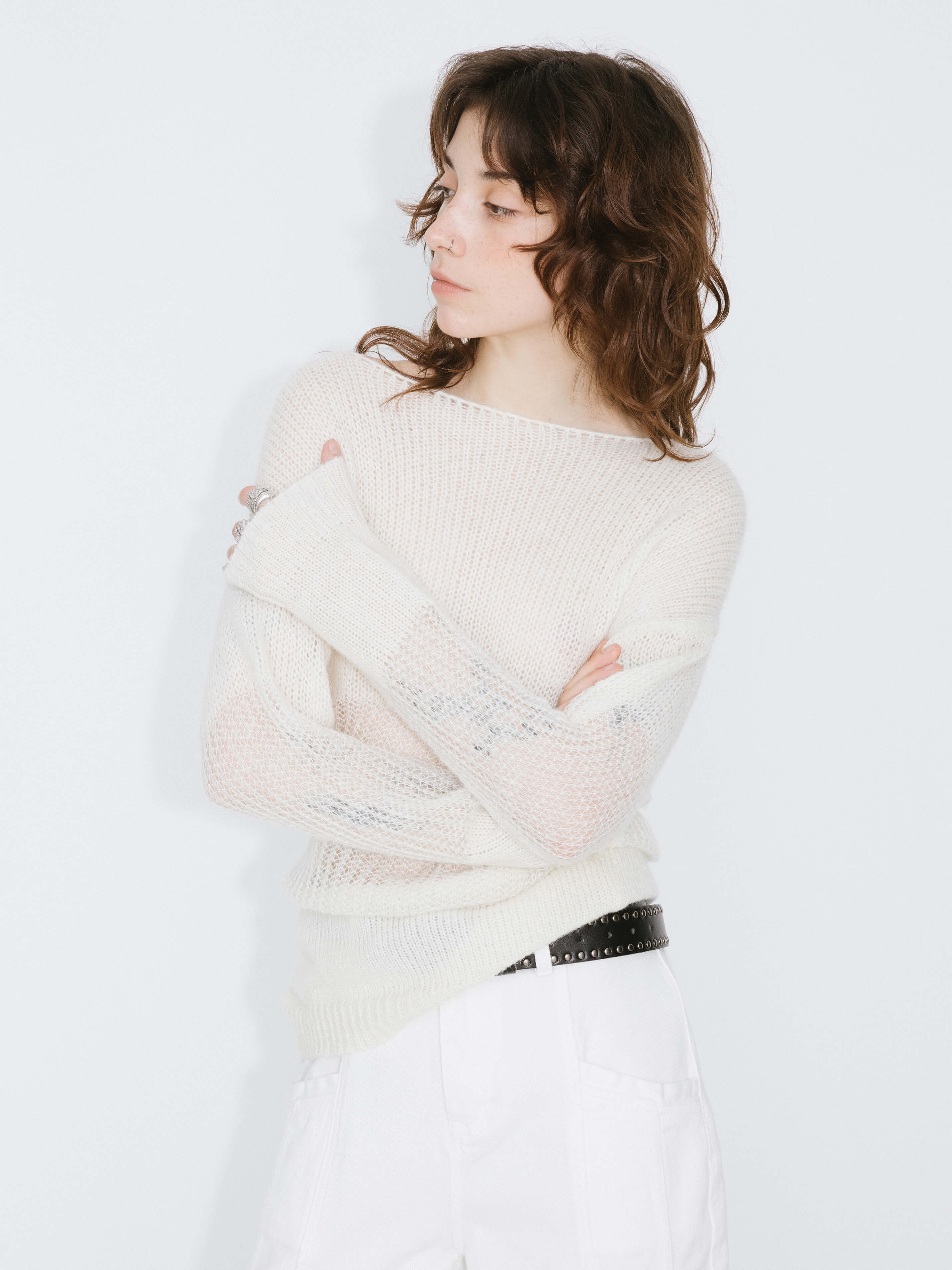 Off The Shoulder Stacked Long Sleeved Sweater-8
