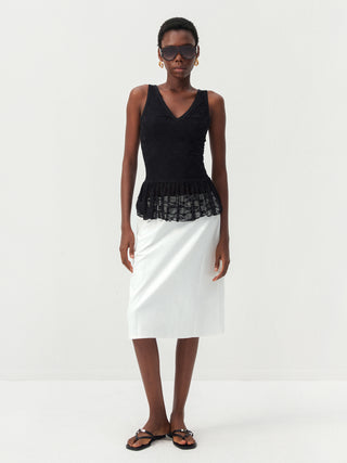 CUBIC Lace V-Neck Peplum Tank Top
