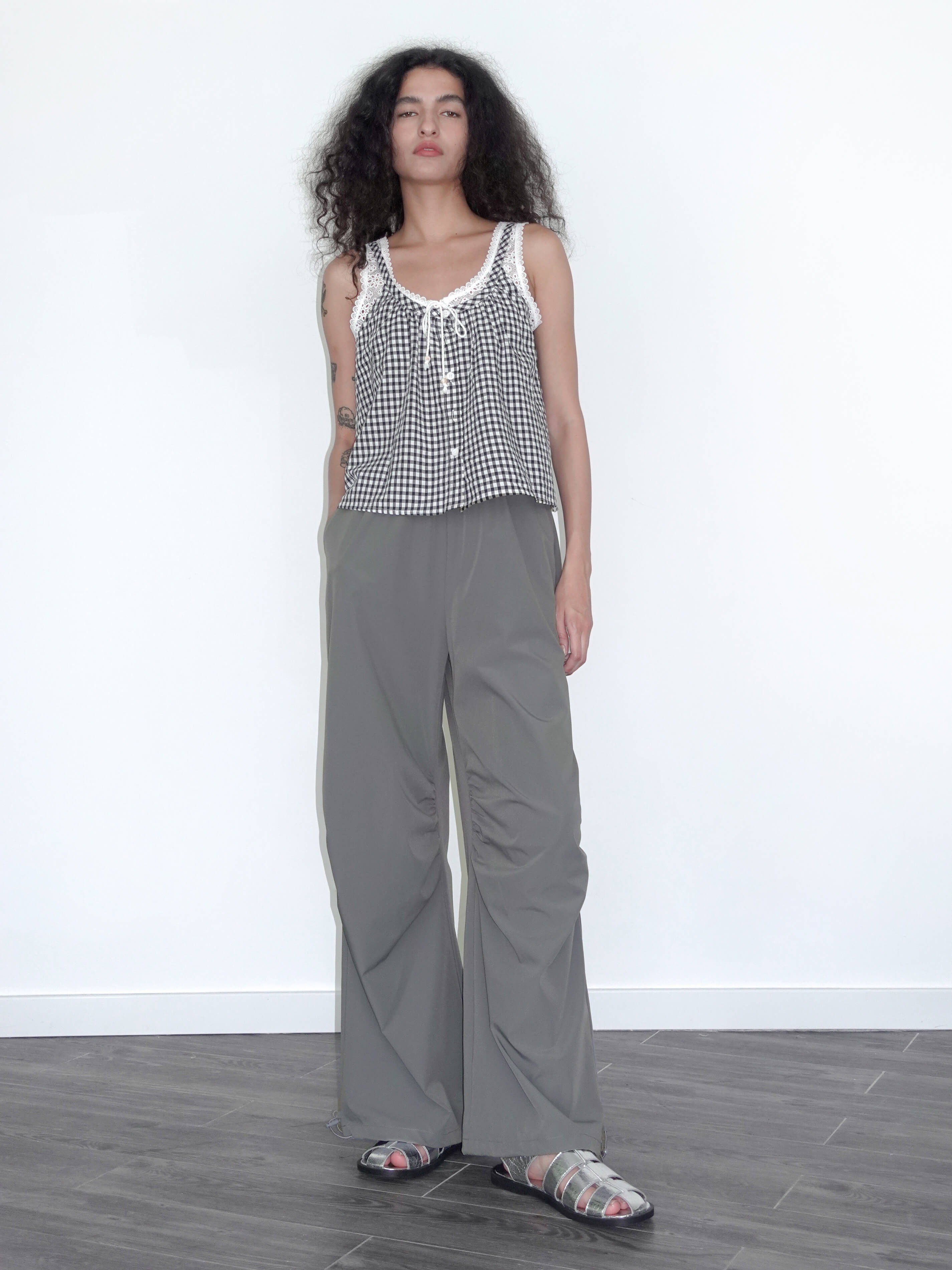 Loose Parachute Trousers with Elastic Waist-9