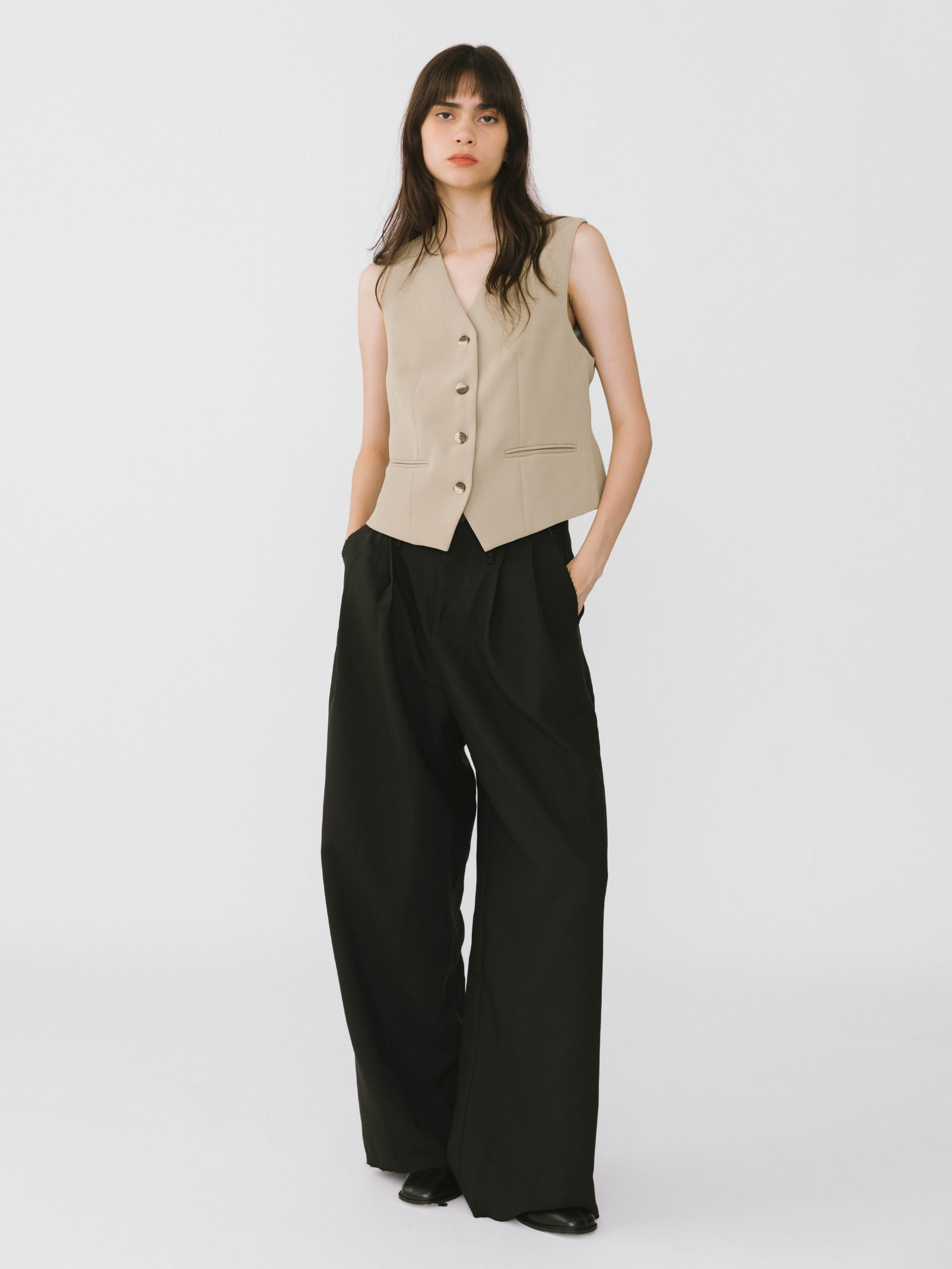 Asymmetric Waistband Tailored Trousers-9
