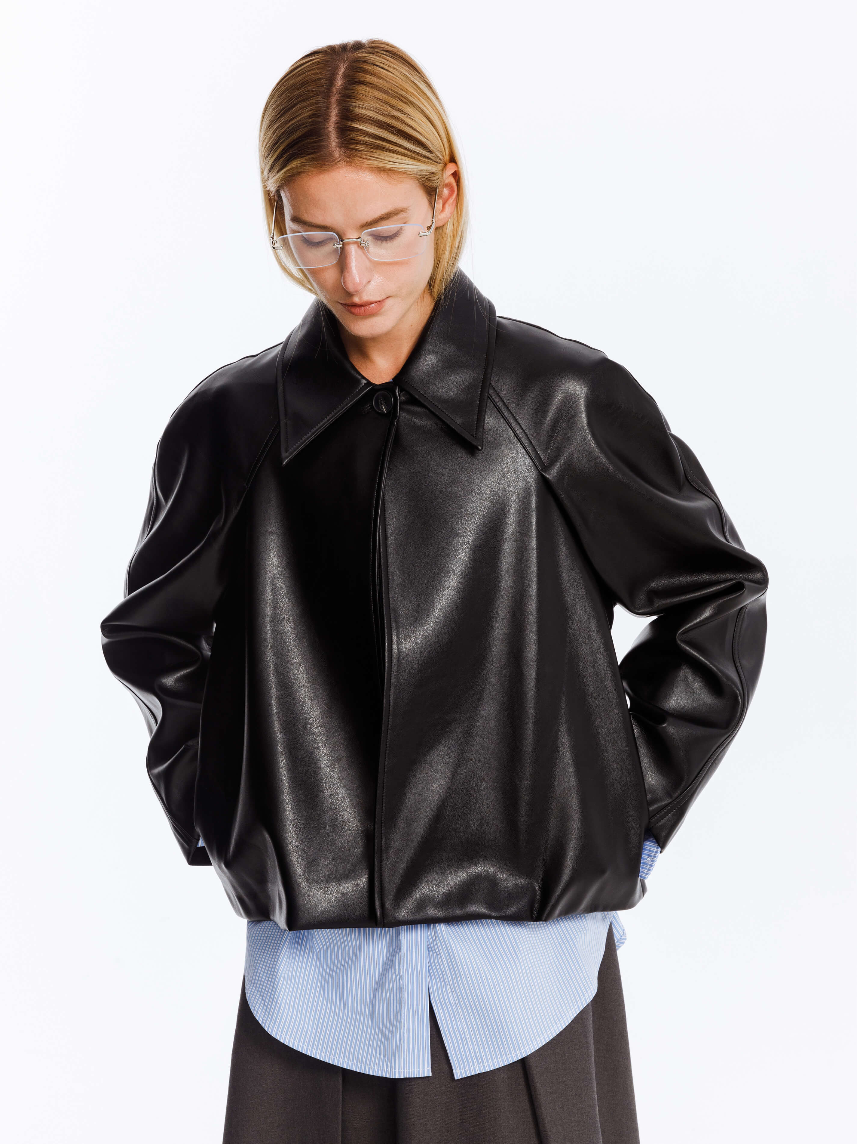 Oversized Faux Leather Jacket-8
