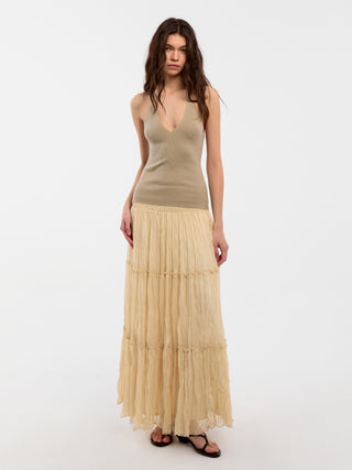 CUBIC Pleated and Gathered Design Tulle Skirt