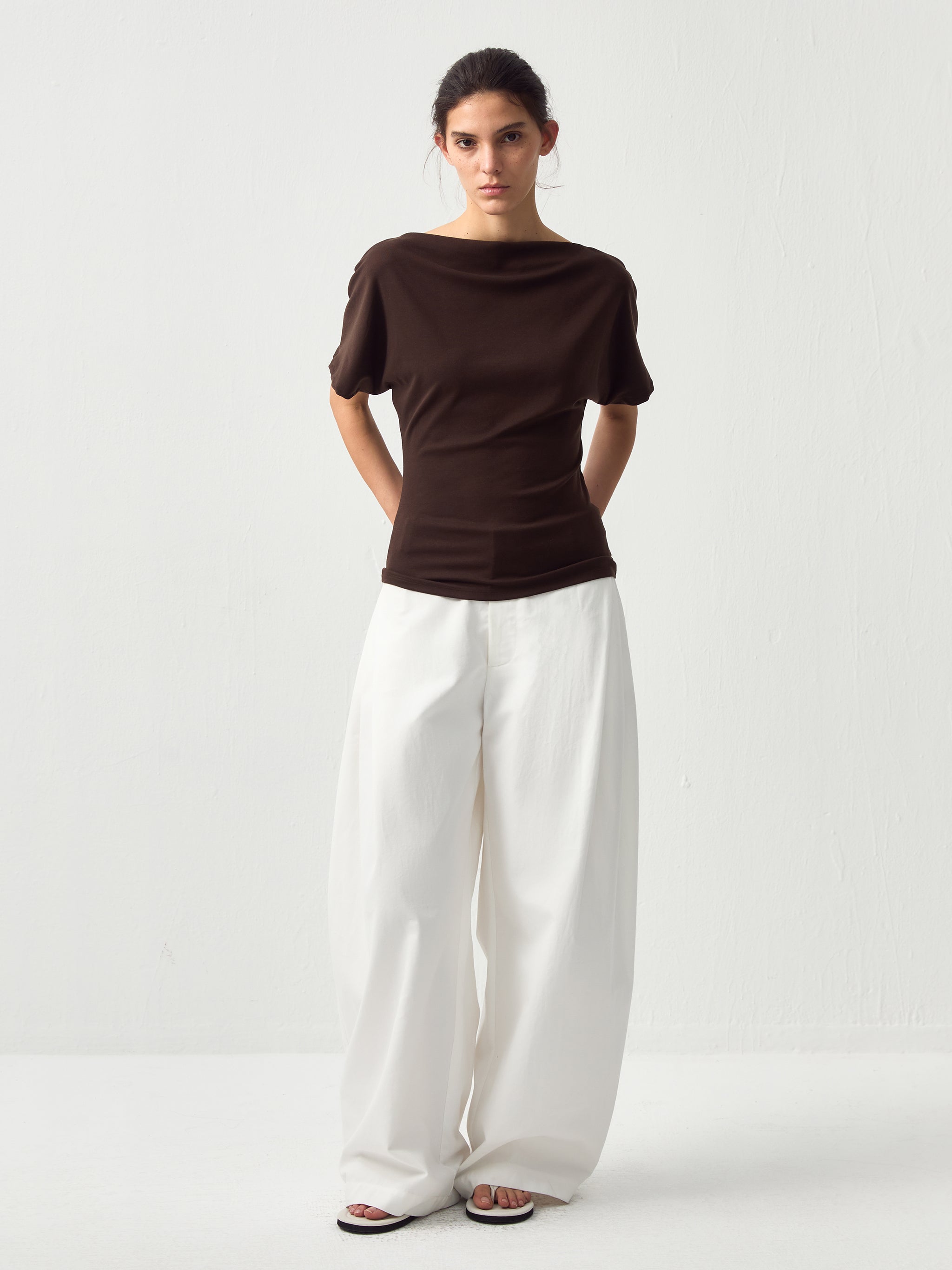 CUBIC Lyocell Blend Off-Shoulder Fitted Top-7