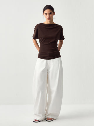CUBIC Lyocell Blend Off-Shoulder Fitted Top