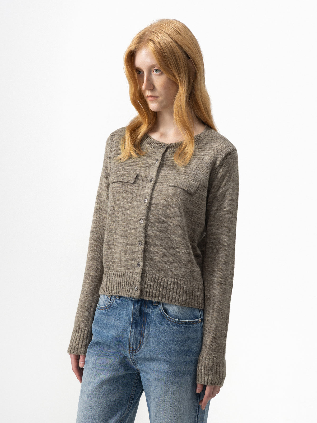 CUBIC Marled Knit Button-Up Cardigan-8