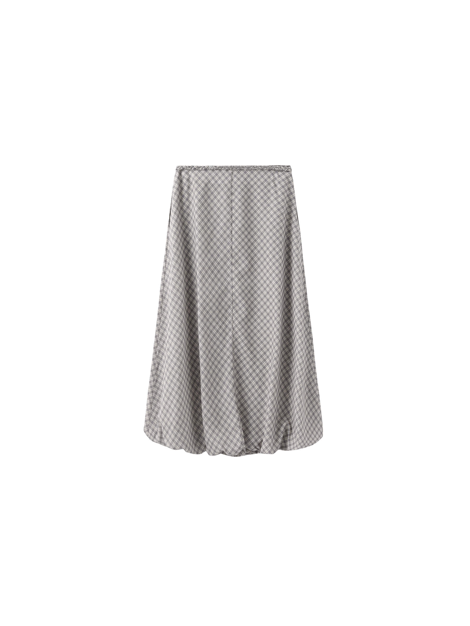 Plaid A-line Maxi Skirt with Belt-9