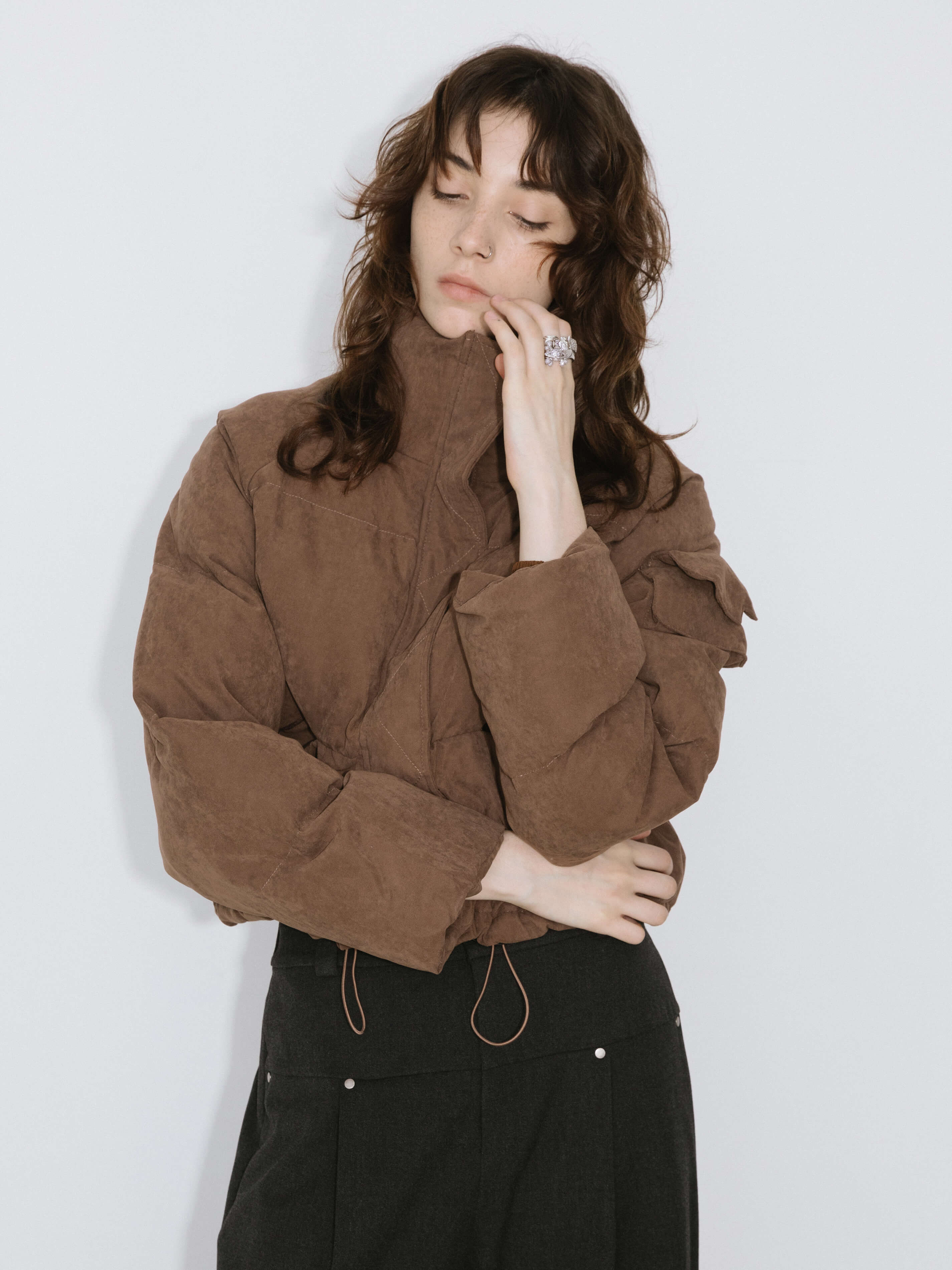 High Neck Short Puffer Down Coat-9
