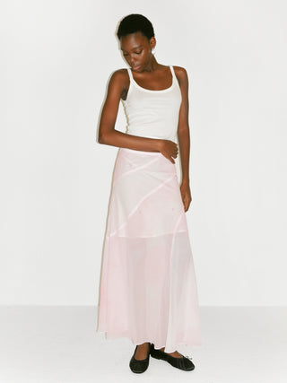 CUBIC Sheer Abstract Print Chiffon Maxi Skirt