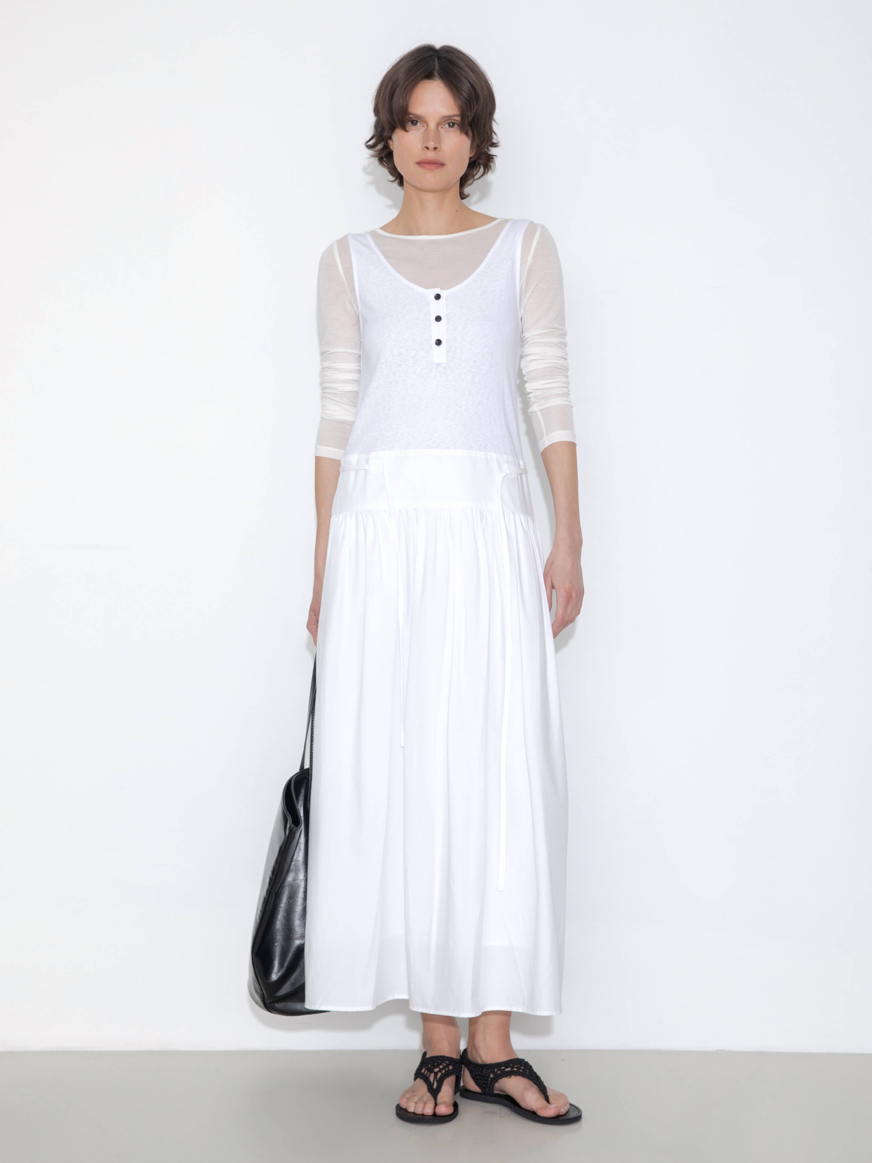 Panelled Henley Neck Vest Dress-8
