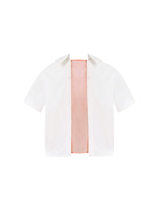 Cropped Shirt with Sheer Red Back