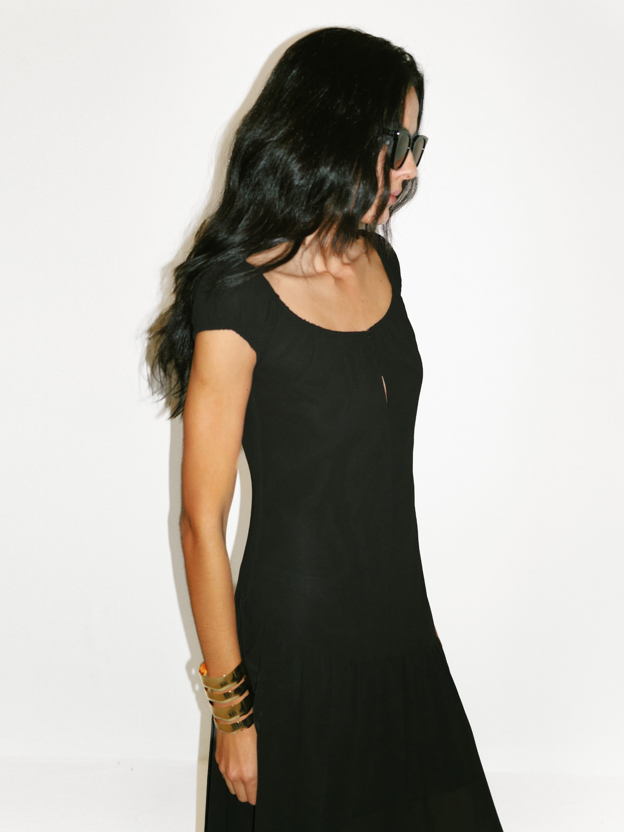 CUBIC Abstract Print Asymmetrical Chiffon Midi Dress-8
