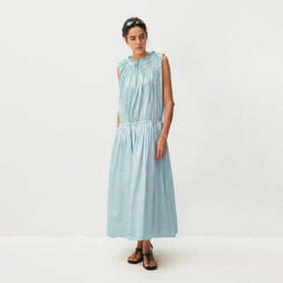 CUBIC 100% Cotton Sleeveless Gathered Waist Maxi Dress