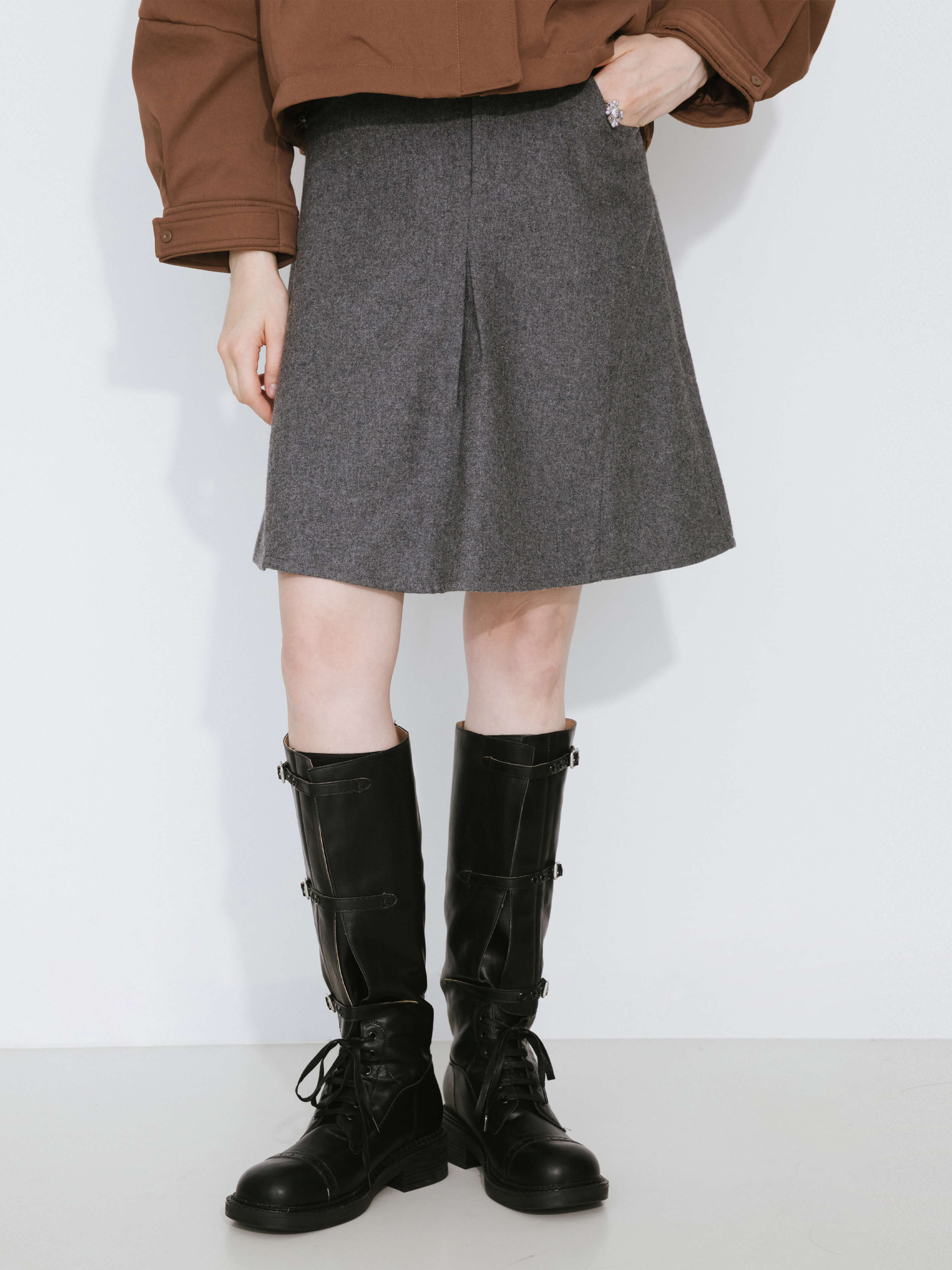 Wool Blend A-Line Skirt-8